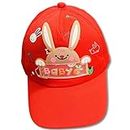 LITTLE CURIOUS Bunny Cartoon Printed Baby Summer Cap for Boy and Girl | Sun Clothes Caps for Toddlers | Cute Hats for Kids and Babies | Cotton Toddler Hat for Boys and Girls (1-4 Years) -Red Cap