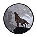 Graphic Dust Cry of The Lone Wolf Moon Howling Embroidered Iron On Patch Indian Biker Tribe Chief Gang Motorcycle Racing Hot Tattoo Heavy Metal Car Flames Fire Red Jean Jacket Buffalo Reto Rock