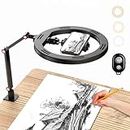 10" Ring Light with Stand and Phone Holder, APEXEL USB Ring Light for Desk with Remote Control, Overhead Camera Mount with Adjustable Arm and C-Clamp for Photography/Makeup/Live Stream Video/YouTube