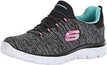 Skechers Women's Summits - Quick Getaway Shoe, Black/Light Blue/Pink, 9 M US
