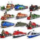 City Train Set Steam Bullet Vehicle Cargo Railway Station Model Building Blocks
