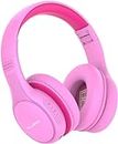 KLUGMIA Kids Bluetooth Headphones, 85/94dB Volume Limited Kids Headphones, Over Ear Toddler Headphones with Built-in Mic, Bluetooth 5.0, Foldable Wireless Headphones for Kids (Pink)