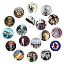 Moriso Rock Music Buttons Pins Set (18 Pack 3.8 cm) Rock and Roll Button Pin Badges Band Merch Party for Bags Backpack Jackets Accessories Supplies for Teens Kids