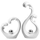 Norrclp Home Decor Modern Abstract Art Ceramic Statue, Ocean Waves Shape Table Decorations for Dining Room Living RoomOffice Centerpieces (White)