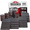 Non-Slip Furniture Pads X-PROTECTOR 48 PCS – 32 Round 25mm & 16 Square 50mm Rubber Furniture Pads – Self-Adhesive Furniture Grips for Furniture Feet – Non-Skid Furniture Pads Floor Protectors!