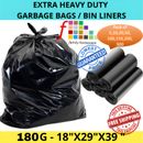 EXTRA STRONG HEAVY DUTY BLACK BIN LINERS. RUBBISH BAGS WASTE REFUSE SACKS. 180G