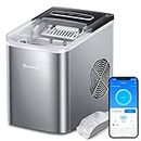 GoveeLife Smart Countertop Ice Makers with Wi-Fi, 9 Ice in 6-8min, 26lbs in 24 Hours, Portable Ice Machine, 2L Water Tank, for Home Kitchen Party Camping, with Ice Scoop and Basket, Stainless Silver