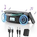 CD Player Portable, FELEMAN Upgraded 2 in 1 Portable CD Player & Bluetooth Speaker, Rechargeable Boombox CD Player for Car/Home with Remote Control, FM Radio, Support AUX/USB, Headphone Jack