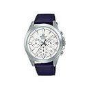 Casio Men Leather Analog White Dial Watch-Efv-630L-7Avudf, Band Color-Blue