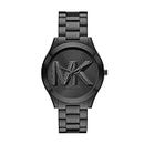 Michael Kors Women's Slim Runway Logo Black Stainless Steel Bracelet Watch (Model: MK4734), Black, Watch