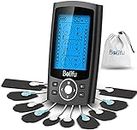 Belifu Dual Channel TENS EMS Unit 24 Modes Muscle Stimulator for Pain Relief Therapy, Electronic Pulse Massager Muscle Massager with 10 Pads, Dust-Proof Drawstring Storage Bag，Fastening Cable Ties