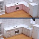 Gabinete de muebles de cocina de madera en miniatura para casa de muñecas 1:12
