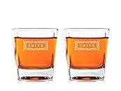 Swanky Badger Personalized Whiskey Glasses, Set of 2, Custom Whisky Glasses, 8.5oz (250ml), 3.5” x 3.5” x 3.5” (Classic)