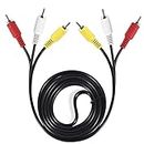 HONONJO 3 RCA AV Cable for Audio/Video Composite DVD/VCR/SAT Yellow/White/Red Connectors 3 Male to 3 Male 5FT OFC Cables
