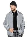 Amazon Brand - INKAST Denim Co. Men's Solid Full Sleeves Regular Fit Lightweight Jacket (AW23-IN-JK-32_Silver_M)