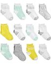 Simple Joys by Carter's Unisex Babies' Socks, Pack of 12, Yellow/Grey/Mint Green, 0-3 Months