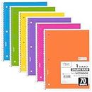 Mead Spiral Notebooks, 6 Pack, 1-Subject, College Ruled Paper, 8" x 10-1/2", 70 Sheets, Assorted Bright Colors (830050-ECM)