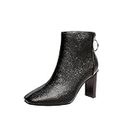 Ankle Boots for Women Pointed Toe Chunky High Heel Booties Back Zipper Short Boots Fall Winter Casual Boots Fashion Closed Toe Dress Shoes for Wedding Work Evening
