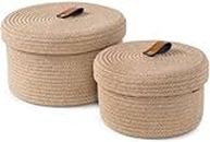 Textile and Beyond Boho Home Decor Small Box Rope Storage Book Shelf Jute Fruits Planter Basket Laundry Clothes Bag Toy Gift Hamper Baby Tray Bucket Organizer for Living Room Kitchen washroom 01.1