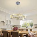 Chrome Crystal 3 Ring Chandelier Dimmable Ceiling Pendant Light for Living Room
