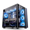 Ant Esports Crystal Mini-Tower Computer Case/Gaming Cabinet - Black | Support E-ATX, ATX, Micro-ATX, Mini-ITX | Pre-Installed 3 Side Fans and 1 Rear Fan