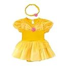 Lito Angels Disfraz Vestido de Princesa la Bella y la Bestia para Bebé Niñas Body Mono Mamelucos Onesie con diadema Amarillo Talla 0 a 3 Meses
