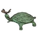 Evergreen Garden Beautiful Summer Turtle and Butterfly Metal Garden Statue - 9 x 14 x 7 Inches Fade and Weather Resistant Outdoor Decoration for Homes, Yards and Gardens