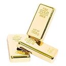 ZAHEPA Gold Bar Paper Weight for Office Table, Stylish Gift for Men & Women, Fancy Gifts for Birthday, Anniversary, Jewellery Shop Decoration (8 X 4 X 1 Cm, Pack of 3)
