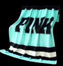PINK Victoria's Secret Teal Throw Blanket Plush Soft 60" x 50" Excellent