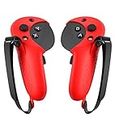 YRXVW Controller Grips Cover for Oculus Meta Quest Pro, Silicone Hand Touch Grips Unibody Design with Adjustable Knuckle Strap Compatible with Quest Pro Accessories (Red)