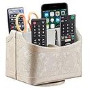 PU Leather 360°Rotatable Remote Control Holder,Nightstand TV Remote Caddy,Office Supplies Desktop Organizer,Swivel Storage Box for Pen,Mail,Phone,DVD, Blu-Ray, Media Player, TV Controllers
