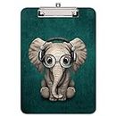 Hnogri Plastic Clipboard A4, Fashion Design A4 Letter Size Clipboards & Forms Holders for Office Supplies Lawyers,School Students and Kids, Low Profile Clip Cute Clipboard Folder, Elephant