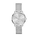 Michael Kors Women's Portia Three-Hand Stainless Steel Watch, Silver Mesh, Quartz Movement