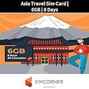 Asia Travel SIM Card (6 GB, 8-Days), 3-in-1 Data SIM Cards for Cell Phones - Standard, Micro, & Nano SIM Card Compatible w/All Unlocked Phones - Hotspot/Tethering Prepaid SIM Card for Travel