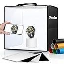 Glendan Light Box Photography, 10"x10" Photo Box with 88 High Color Rendering Index LED Lights, 6 Color PVC Backdrops, 4 Reflection Boards and 1 Diffuser for Jewelry and Small Item Product Photography
