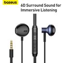 Baseus Wired Earphones 6D Stereo Bass Headphones In-Ear 3.5mm Headsets with mic