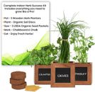 Indoor Herb Garden Kit - Includes 3 Wooden Herb Pots, Internal Drip Trays, Soil 