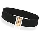 Vintage Elasticated Belt for Women, 50s Nurse Belt Wide Elastic Waist Belts for Dresses Coat Stretchy Cinch Belt With Gold Buckle Retro Stretch Waistband 1950s Clothing Accessories for Women(Black)
