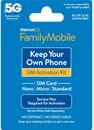 Walmart Family Mobile Keep Your Own Phone 3-IN-1 SIM Card, No Contract Prepaid