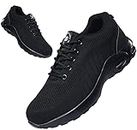 Safety shoes Mens Womens Work Steel Toe shoes Lightweight Air Cusion Work Safety Sneakers Anti-Smash Anti-Puncture Breathable Slip Resistant Construction Work Shoes Shock absorption Indestructible Shoes (Full Black, numeric_7_point_5)