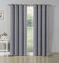 Linen Basics Luxurious & Attractive Plain Jute Grommet Door Curtains Pack of 2 PCS || (Grey, Door 9 FEET), Blackout