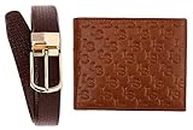 LOUIS STITCH Men's Luxury Combo Wallet and Belt for Men Brown Black Genuine Leather Belt and Wallet Combo for Men (LSEMTNMTBRGD38)