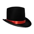Nicky Bigs Novelties Black Top Hat with Red Band Caroler Snowman Ringmaster Mad Hatter Baron Costume