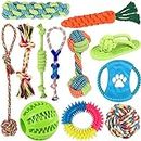 Jasonwell Dog Toys Durable Puppy Teething Toys Dog Chewing Rope Puppy Ball Interactive Dog Toy for Small Big Dogs Teether Rope Dog Toy Set (12 PCS)