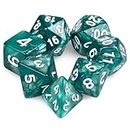 HKDZ Handmade Polyhedral Dice with a Velvet Dice Bag, Dungeons and Dragons Dice 7 Set Polyhedral DND for MTG RPG Game Dark Green