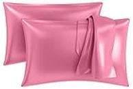 MY ARMOR Premium Satin Silk Pillow Covers for Hair and Skin for Women - 18" x 28" Silk Pillow Cases (Pack of 2) - Rose