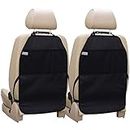 Car Seat Protector Large Kick Mat 2 Pack Durable Water Resistant Auto Seat Back Covers with 2 Mesh Pockets Protection Against Dust Mud Scratches (Black, 2-Pack)