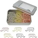 Cute Elephant Shaped Paper Clips Bookmarks, Funny Office Supplies Elephant Gifts for Women Men Coworkers Teachers, Assorted Colors 60 Pcs
