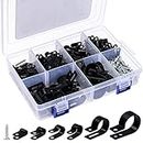 Belle Vous 271 Pieces Nylon R-Type Cable Clip Assortment Kit - 6 Sizes - Black Plastic Cord Clamps with Mounting Screws - Electrical Cable Fasteners for Wire Management and Cable Conduit