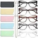 Gaoye 5-Pack Reading Glasses for Women-Blue Light Blocking Computer Readers-Stylish Oversized Vintage Cateye Frame（A1-mix01-1.00